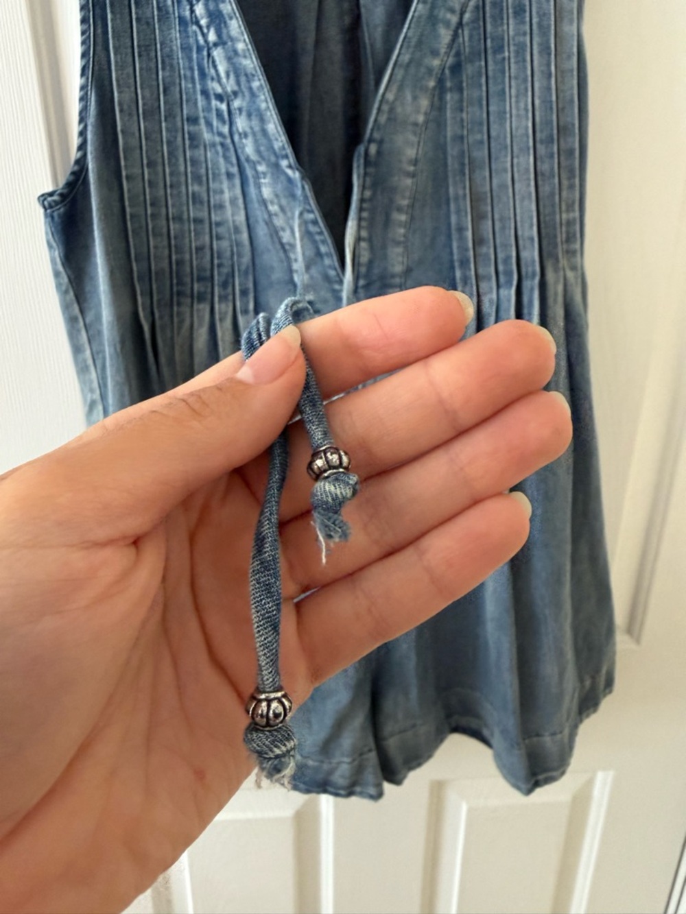 Mustard Seed Denim Sleeveless Romper - Picture 4 of 7